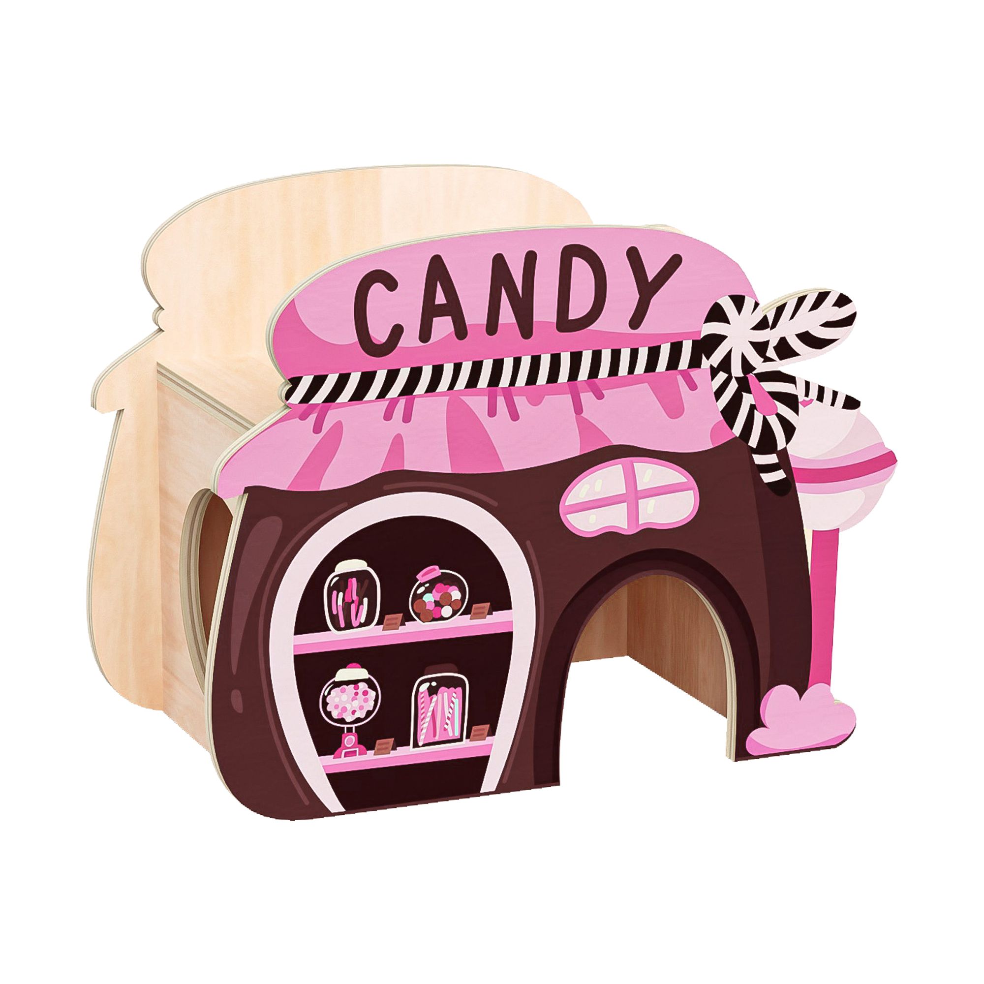 Mini & Moe Mini and Moe Sugar Jar- Hideout and Treat Dispenser for Hamsters in Pink & Brown | PetSmart
