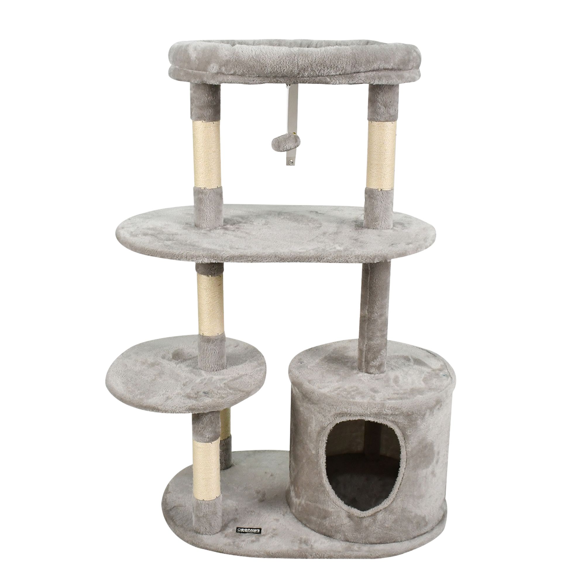Jespet Goopaws Faux Fur Cat Tree Tower With Top Perch, 48 Inch in Light Grey | PetSmart