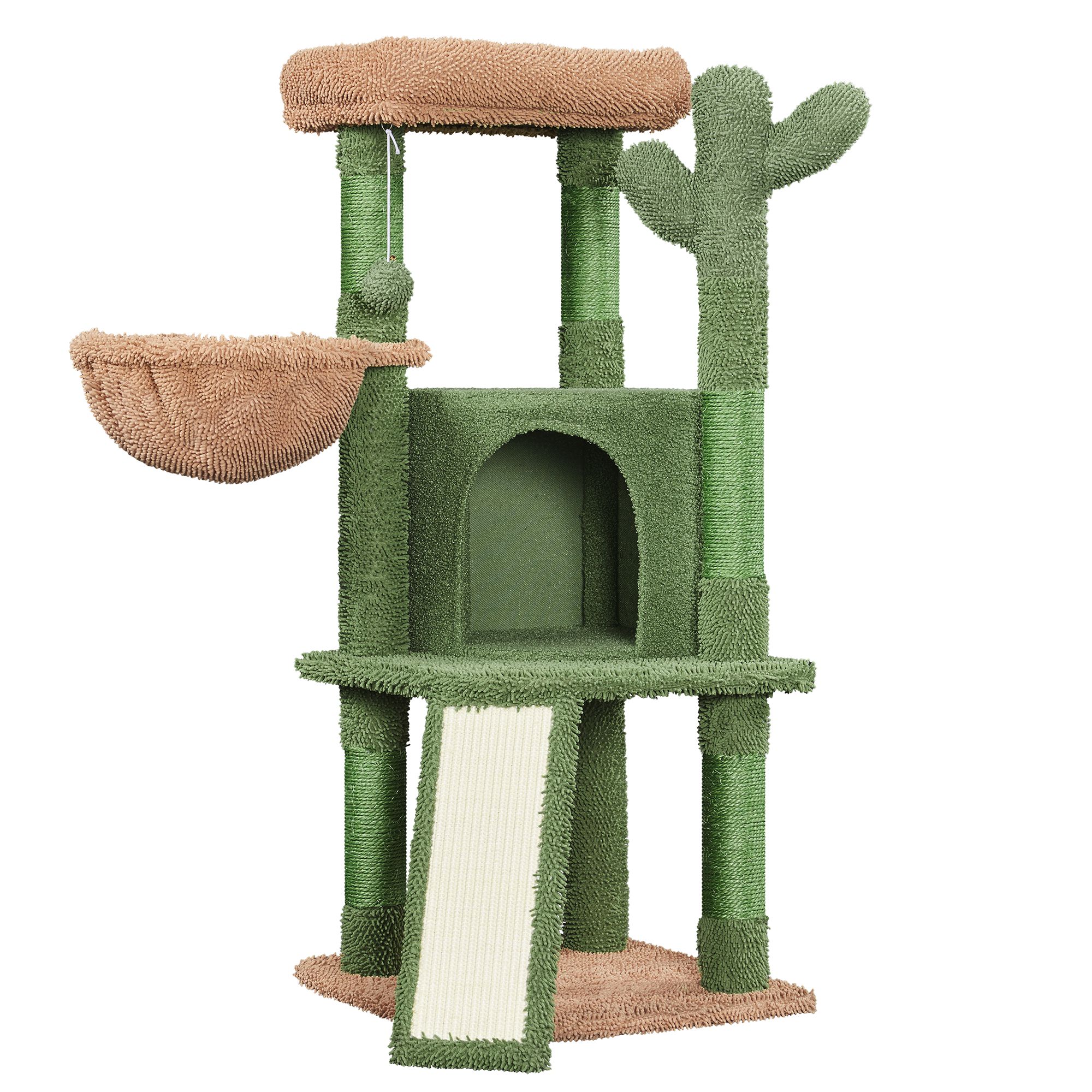 Yaheetech Cactus Cat Tree, Cute Cat House with Large Condo - Green, size: 42"H | PetSmart