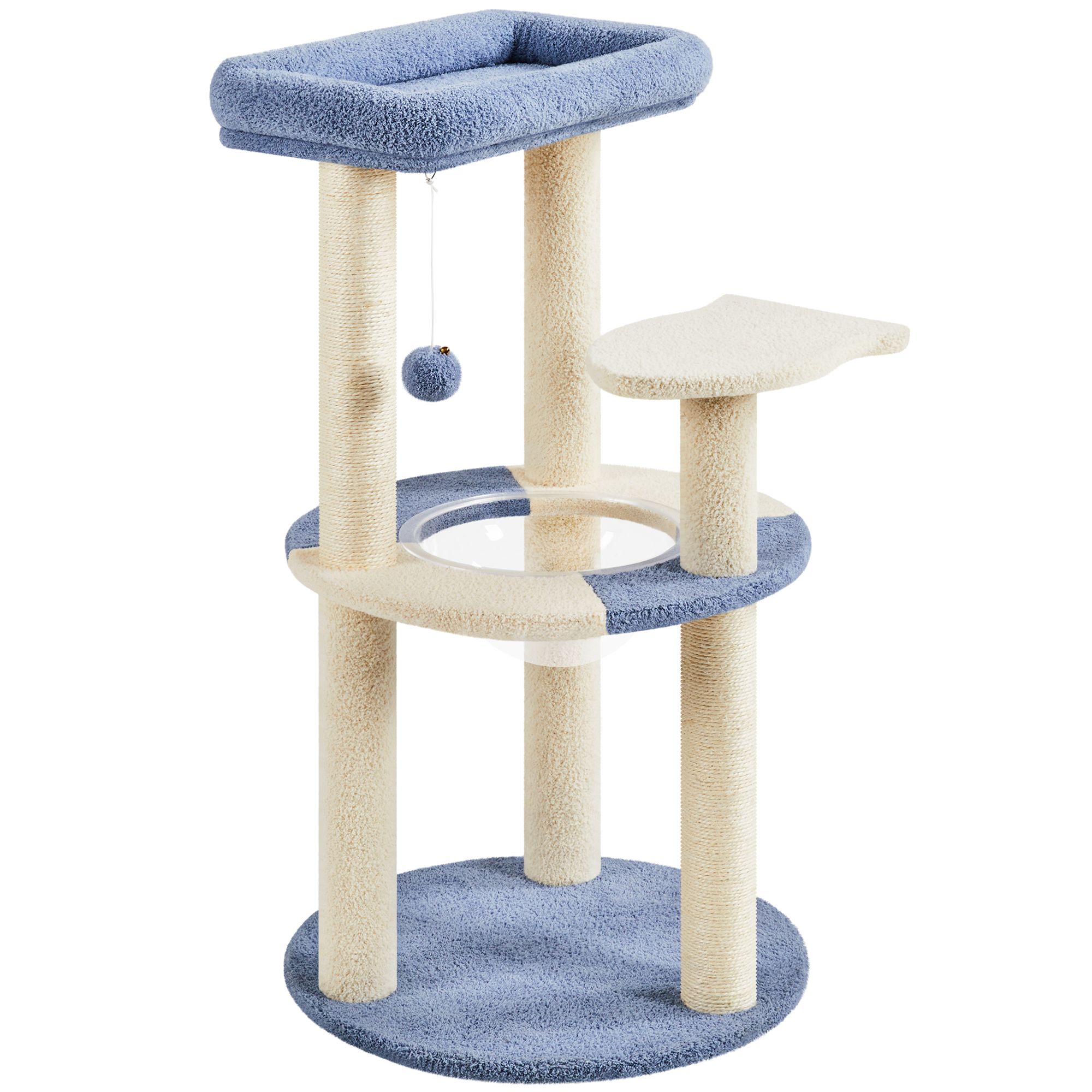 Yaheetech Cat Tree, 35.5" Cat Tower, Cat House with Scratching Posts and Padded Perch - BlueandCream in Blue & Cream, size: 35.5"H | PetSmart