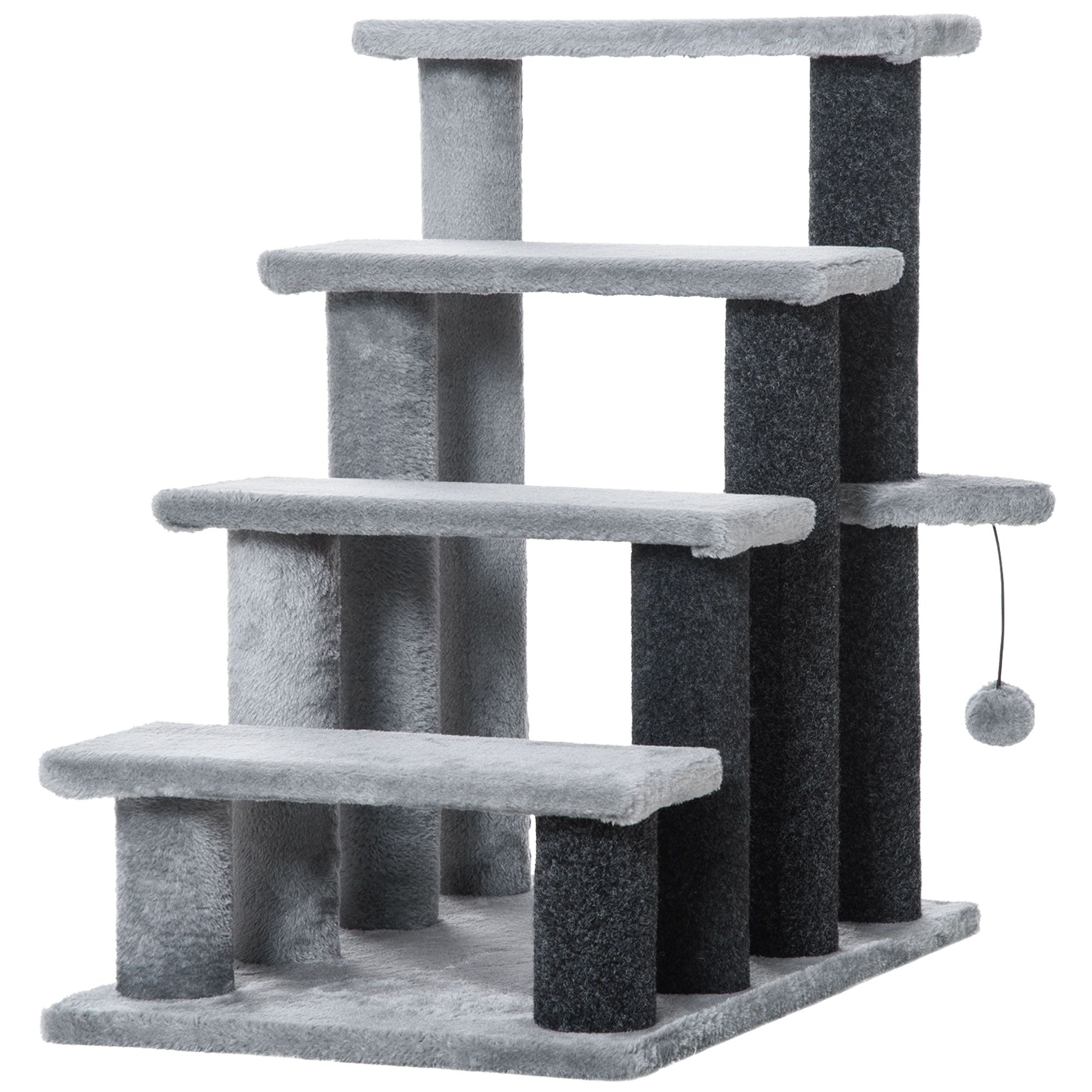 PawHut Cat Stairs-3 Steps, Small Cat Tree with Scratching Posts Toy Ball, 17.5" x 15.5" x 19", size: 23.6" L x 15.7" W x 25.2" H | PetSmart
