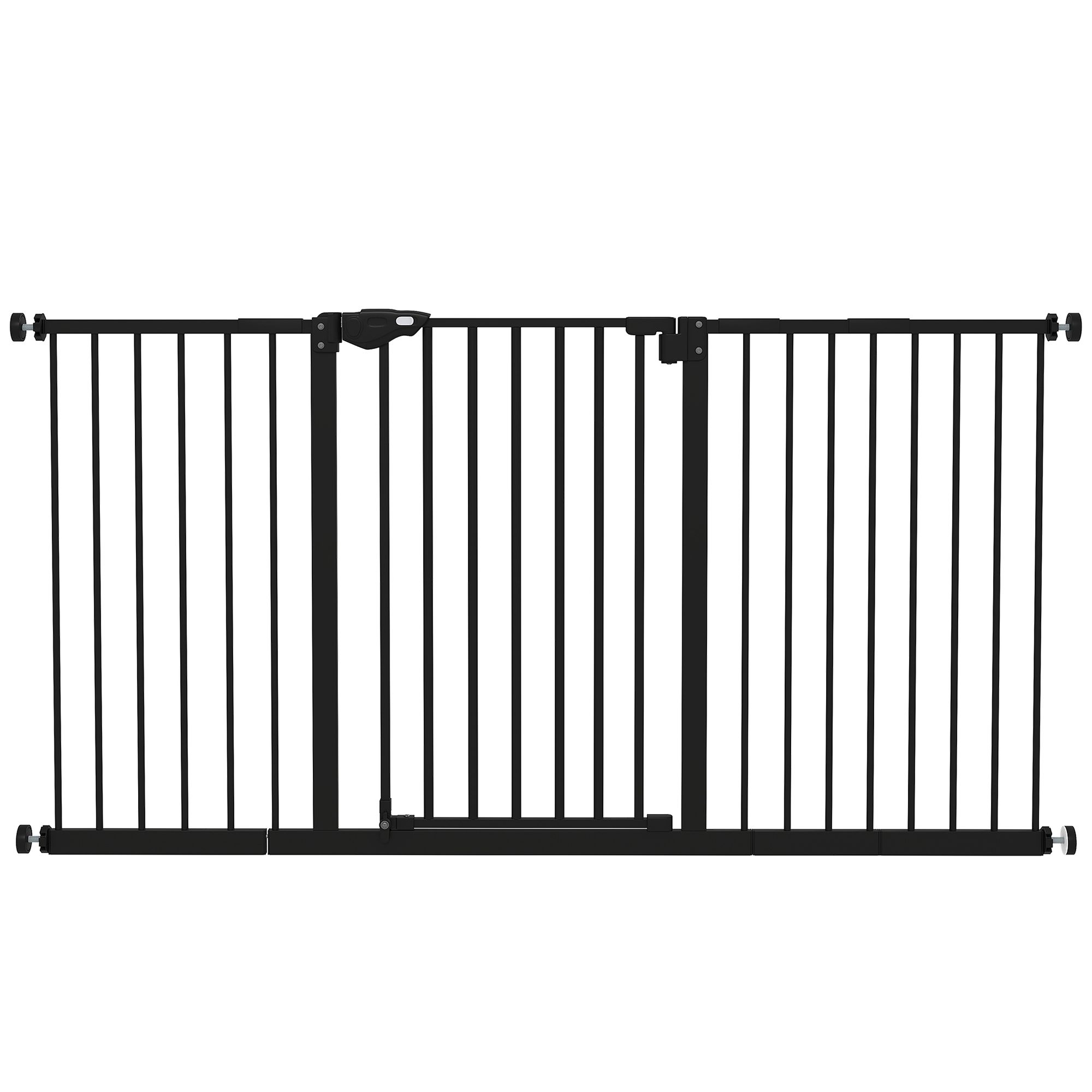 PawHut Retractable Pet Gate: 30" High with Extension Kit, Black Pressure-Mounted Safety Gate for Stairs | Aosom Canada