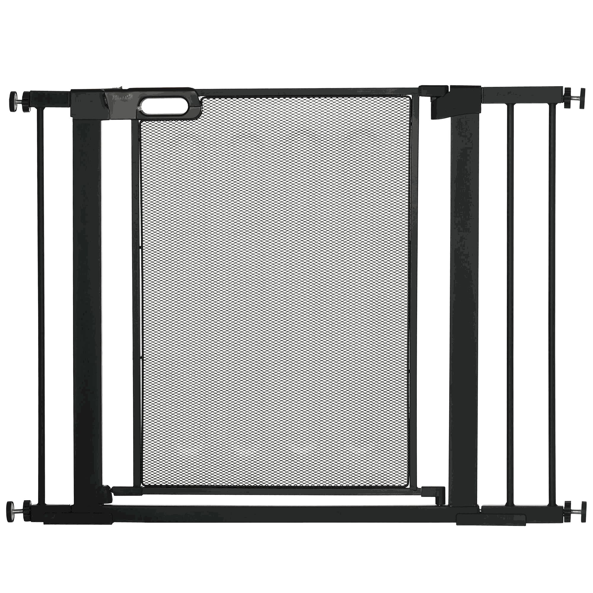 PawHut Auto-Secure Pet Passage: Metal Dog Gate with Auto-Closing Door, Double-Locking for Doorways, Stairs, Hallways, Black Finish | Aosom Canada