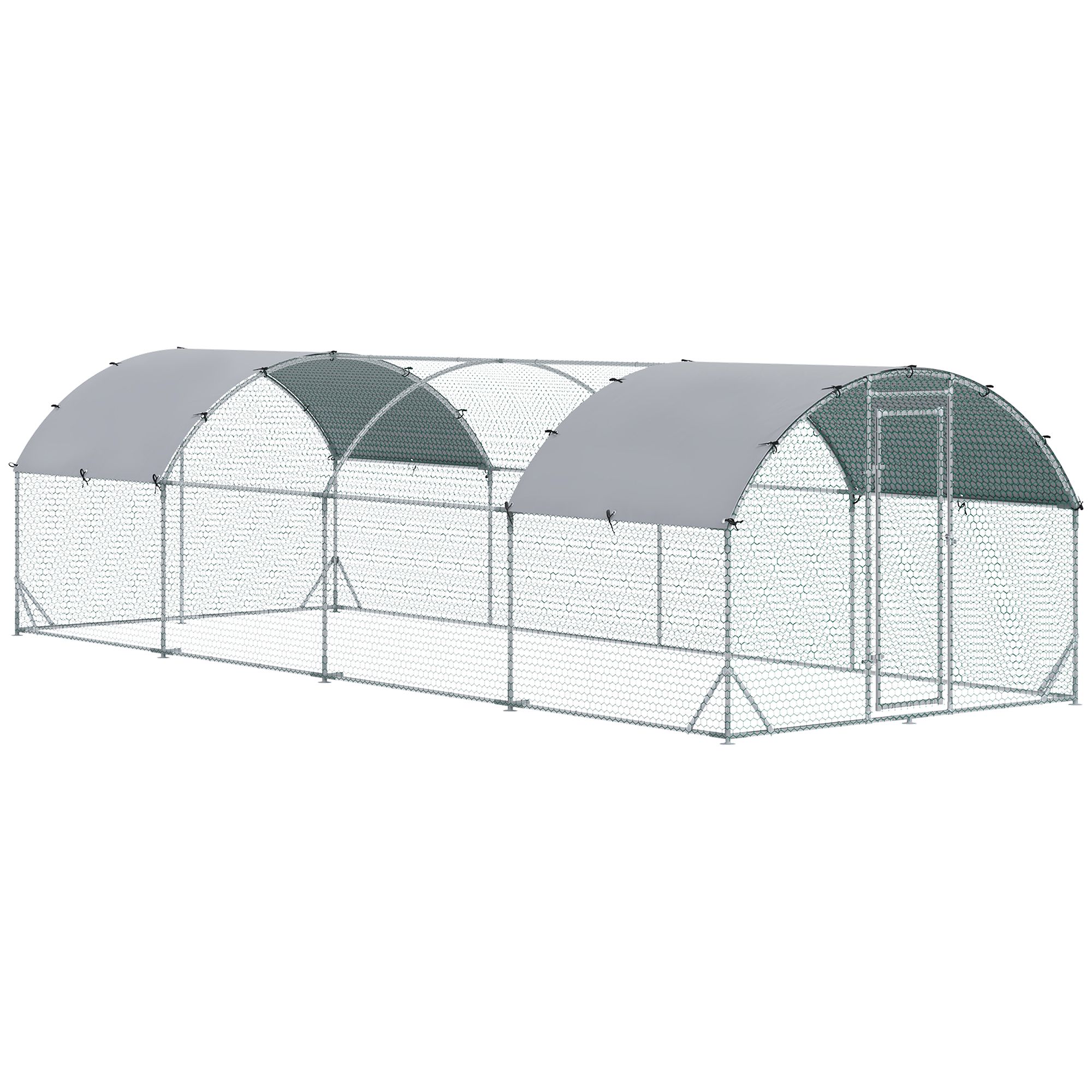 PawHut Galvanized Large Metal Chicken Coop Cage Walk-in Enclosure with Cover for Outdoors, size: 24.9ft | PetSmart