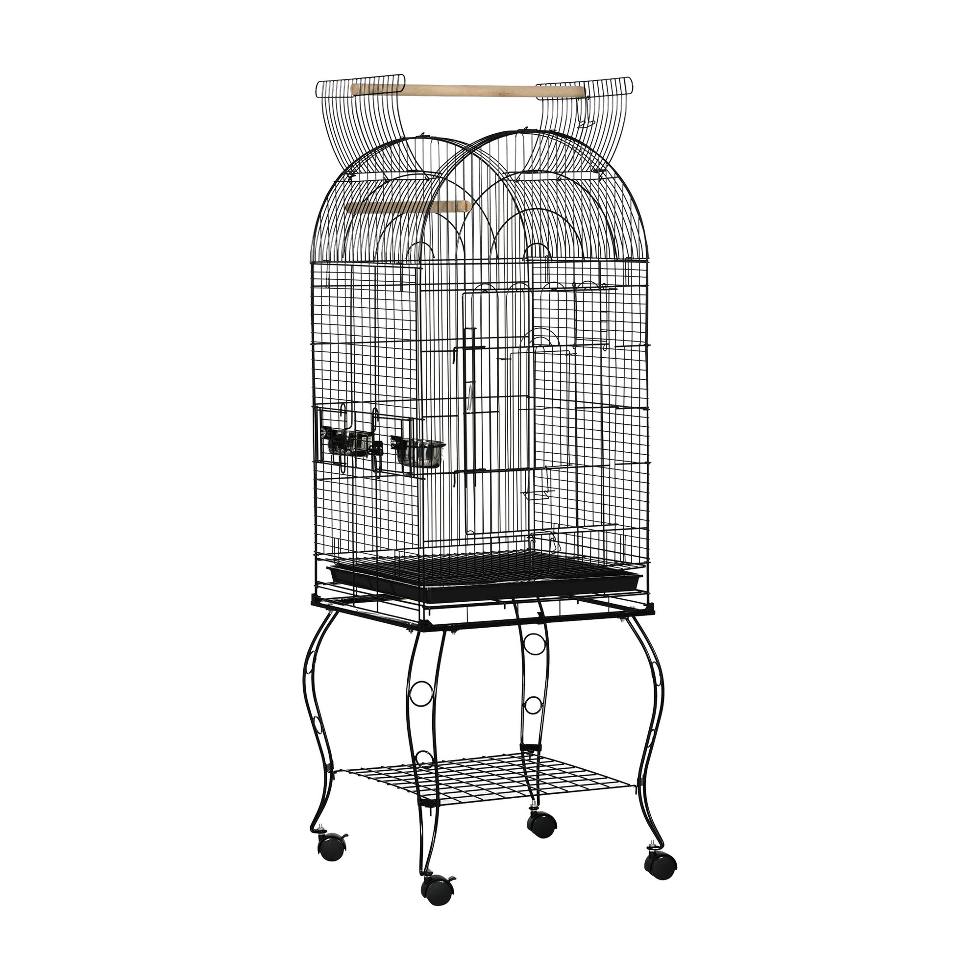 PawHut 60"H Large Bird Cage with Openable Top for Cockatiel, Conure in Black | PetSmart