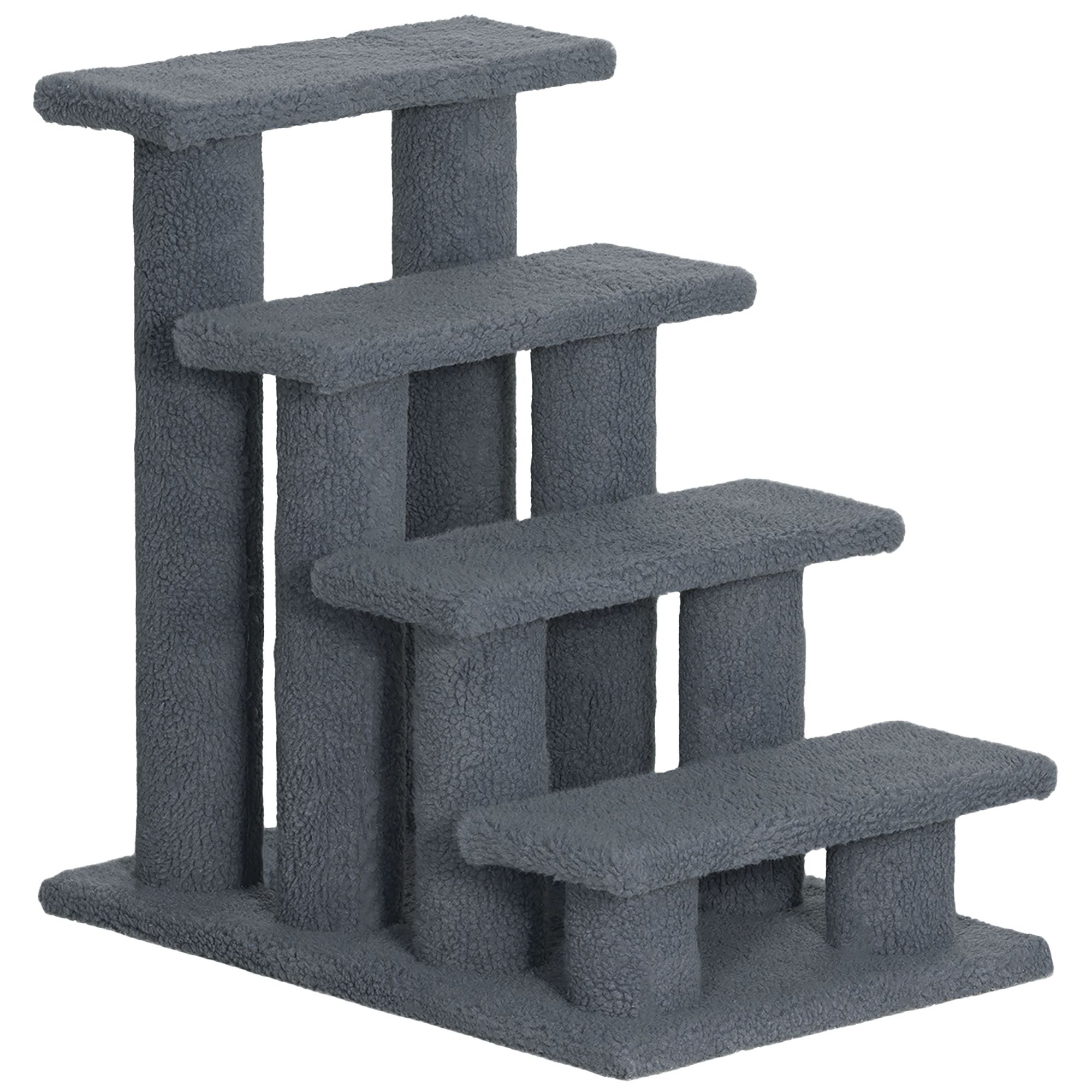 PawHut 4-Step Multi-Level Carpeted Cat Scratching Post Pet Stairs in Gray | PetSmart