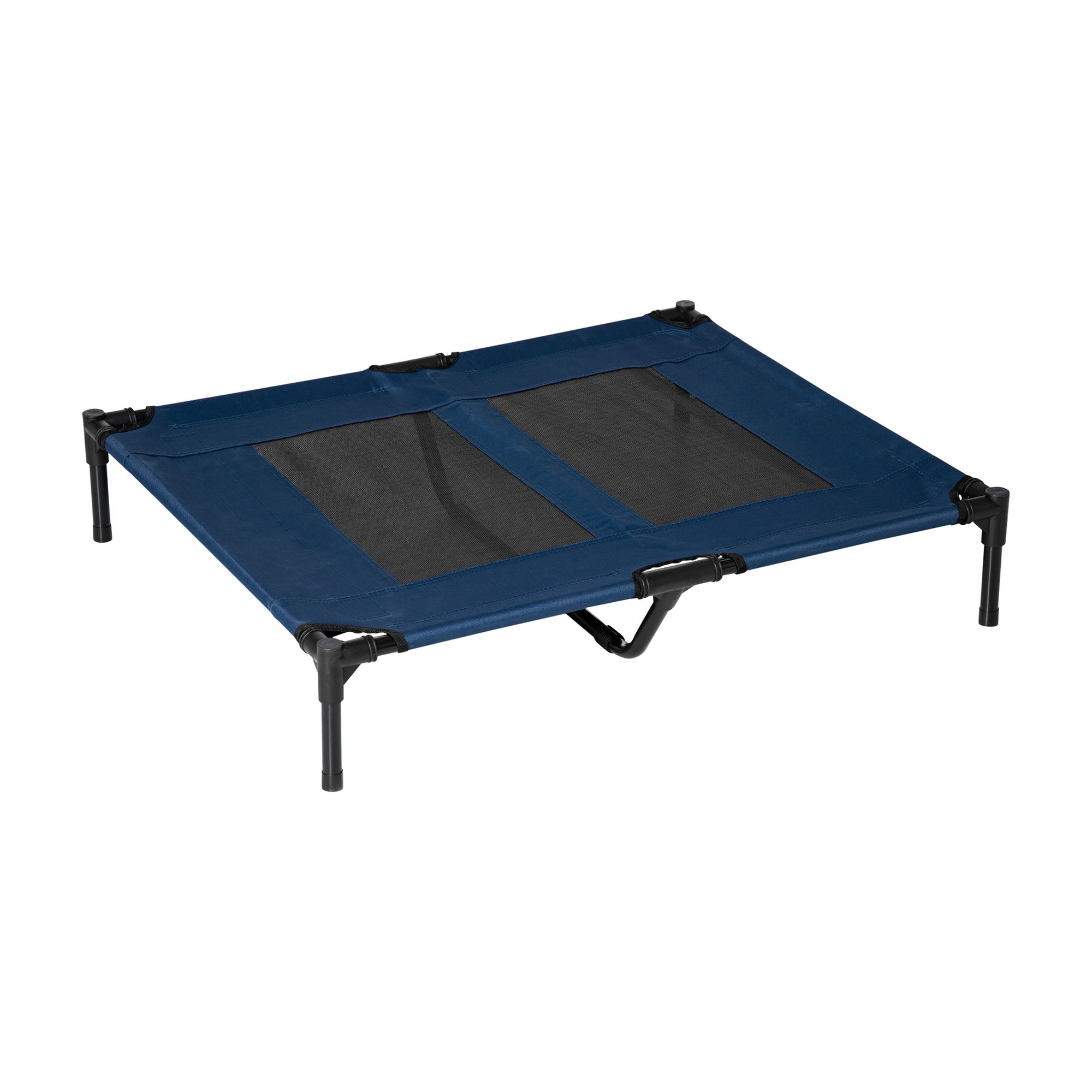 PawHut Elevated Dog Bed Cot 36"x30" Pet Camping Sleeper Metal Frame Durable Blue Black | Aosom Canada