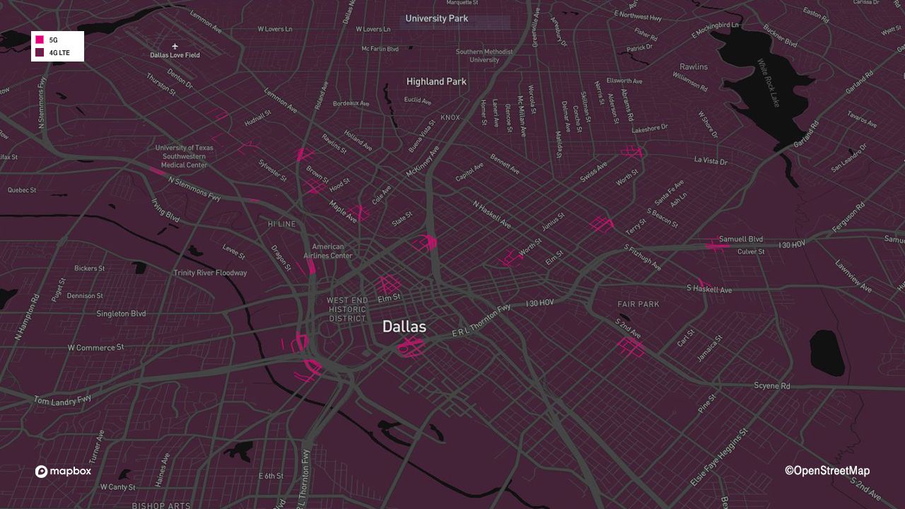 Dallas 5G mmWave coverage map