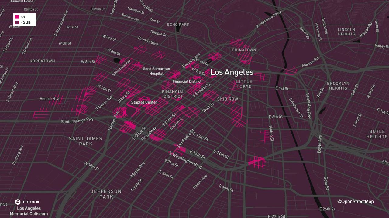 Los Angeles 5G mmWave coverage map