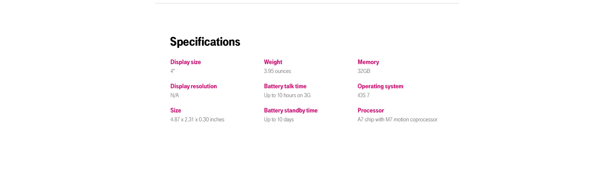 iphone 5s display specs