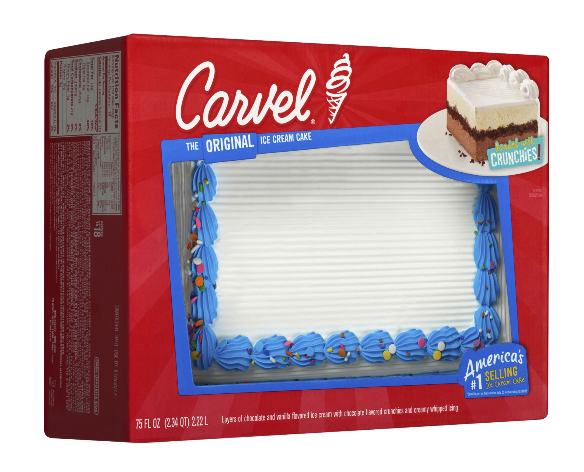 Carvel Ice Cream Cake with Chocolate Flavored Crunchies, 75 fl. oz.