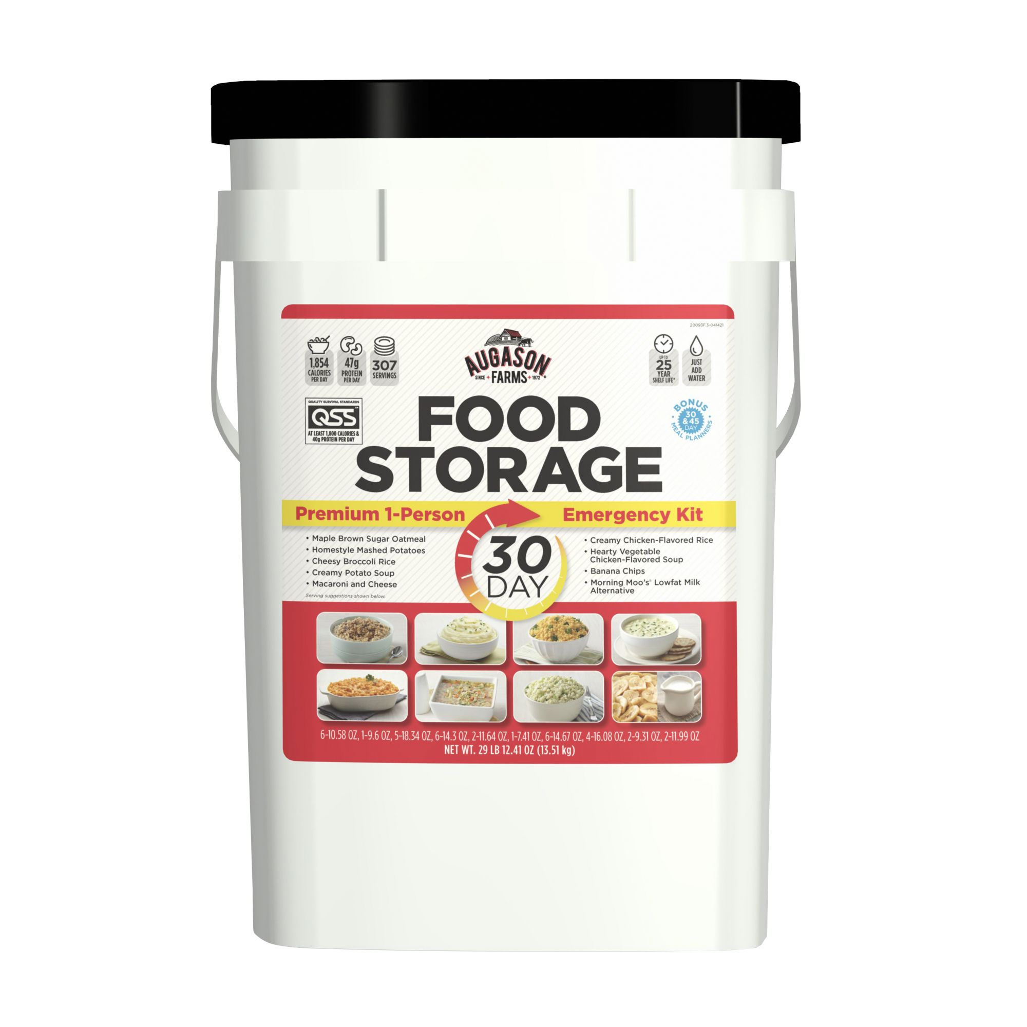 Augason Farms Deluxe Emergency Food Storage Pail, 30 Days, 1 Person