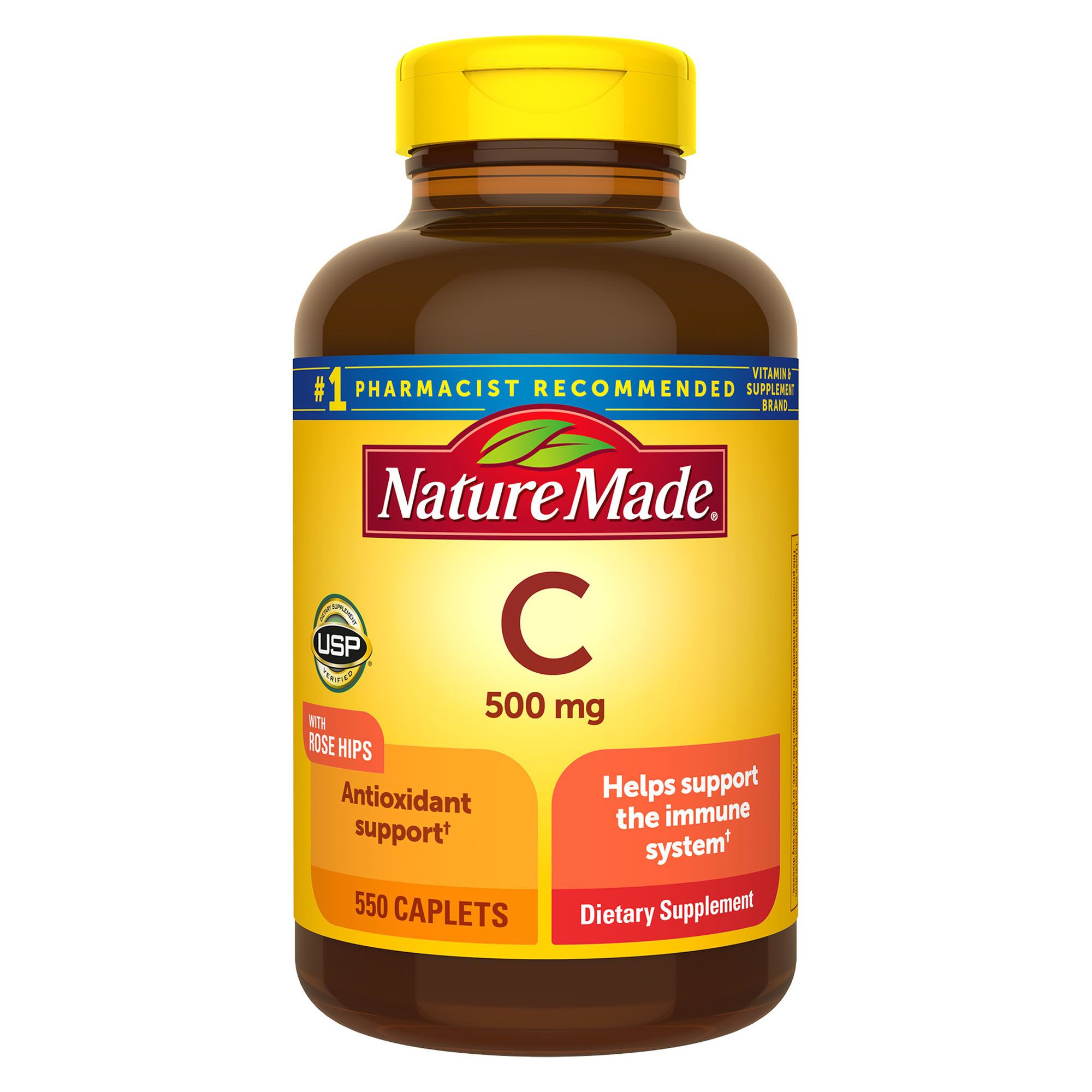 Nature Made 500mg Vitamin C With Rose Hips Caplets 550 Ct