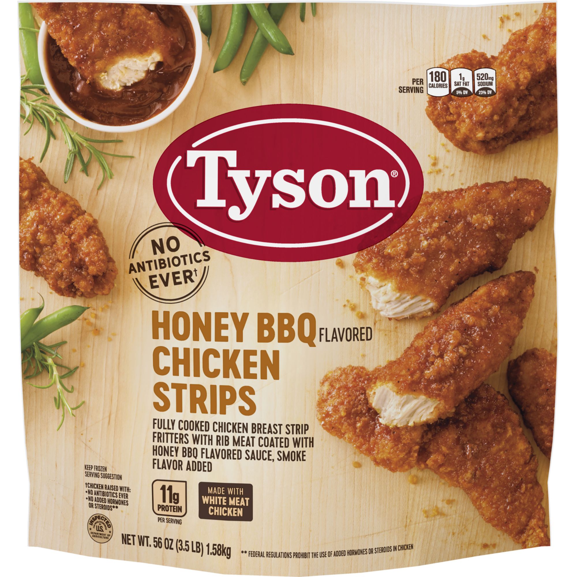 Tyson Frozen Fully Cooked Honey Bbq Chicken Strips 35 Lbs