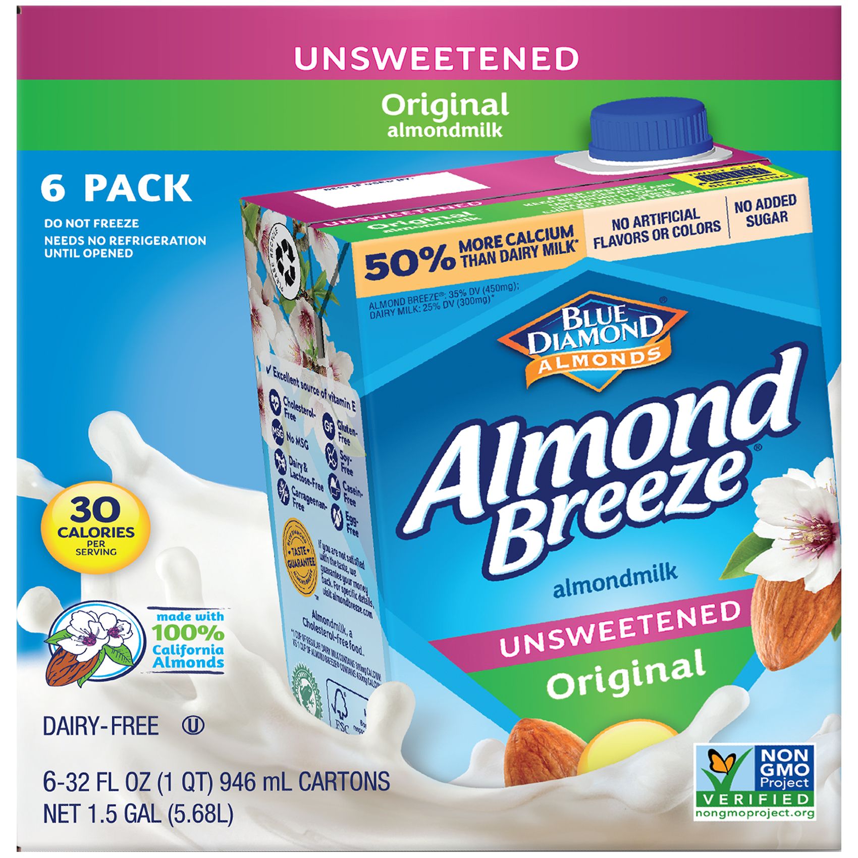 Almond Breeze Unsweetened Original Almond Milk, 6 pk./32 fl. oz.