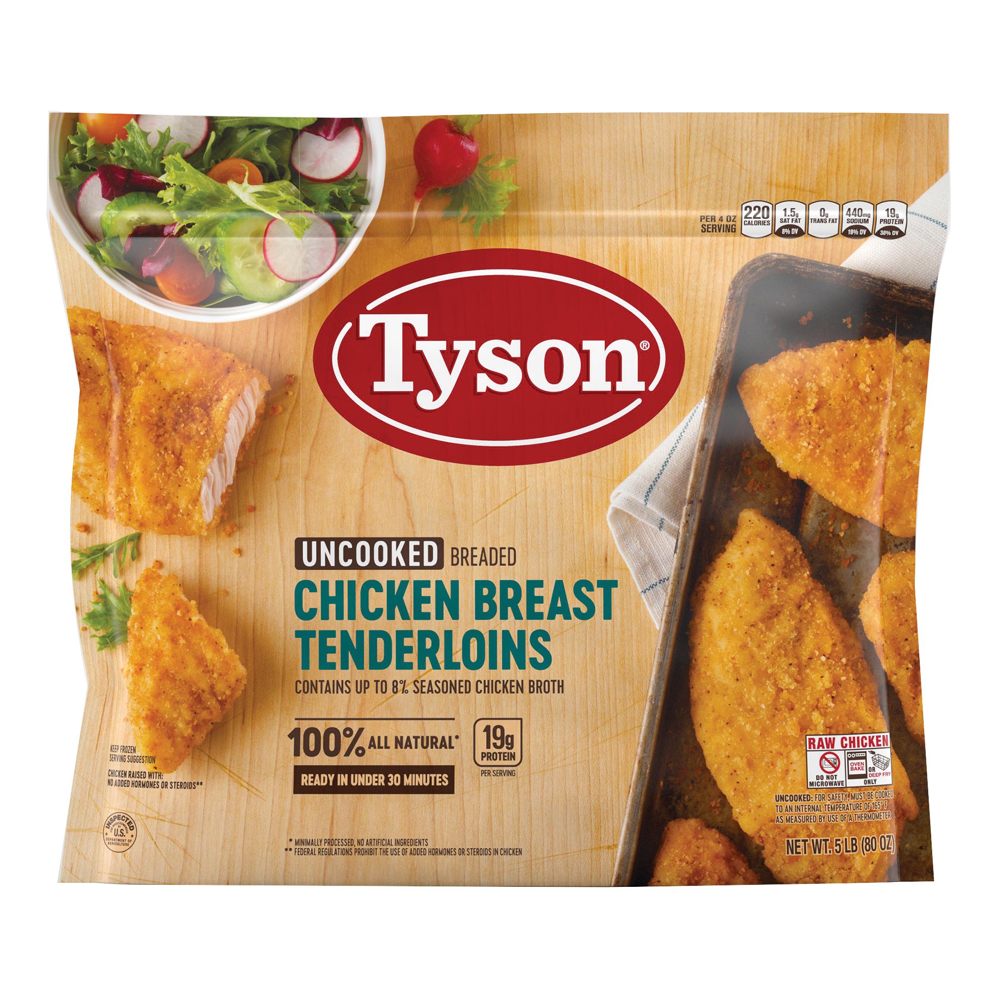 Tyson Frozen All Natural Uncooked Breaded Chicken Breast Tenderloins, 5 lbs.
