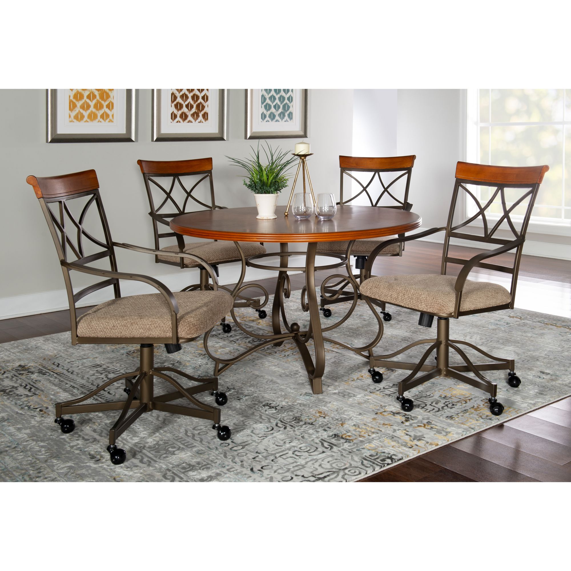 Powell Hamilton 5-Pc. Swivel-Stool Dining Set - Medium Cherry