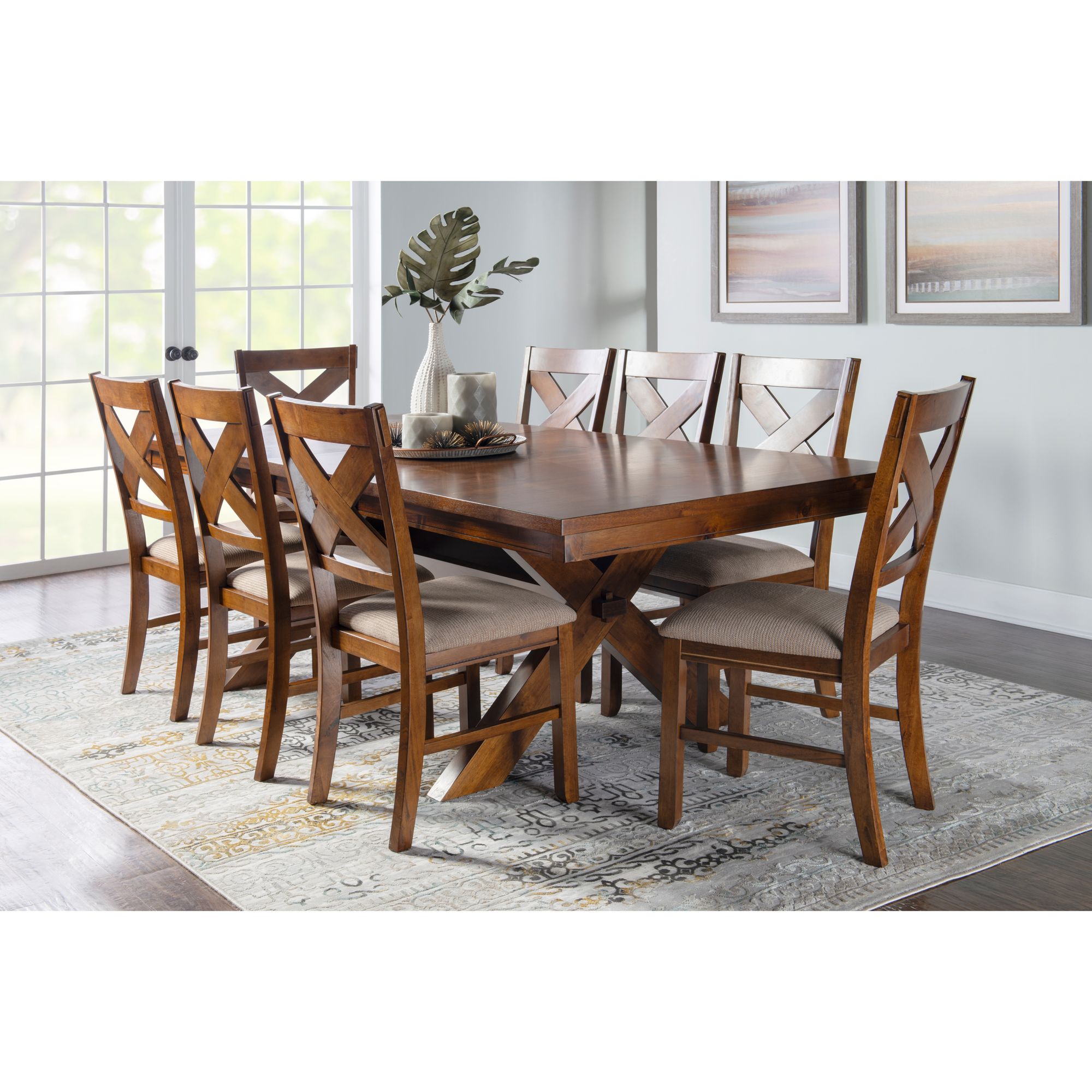 Powell Kraven 9-Pc. Acacia Dining Set - Dark Hazelnut