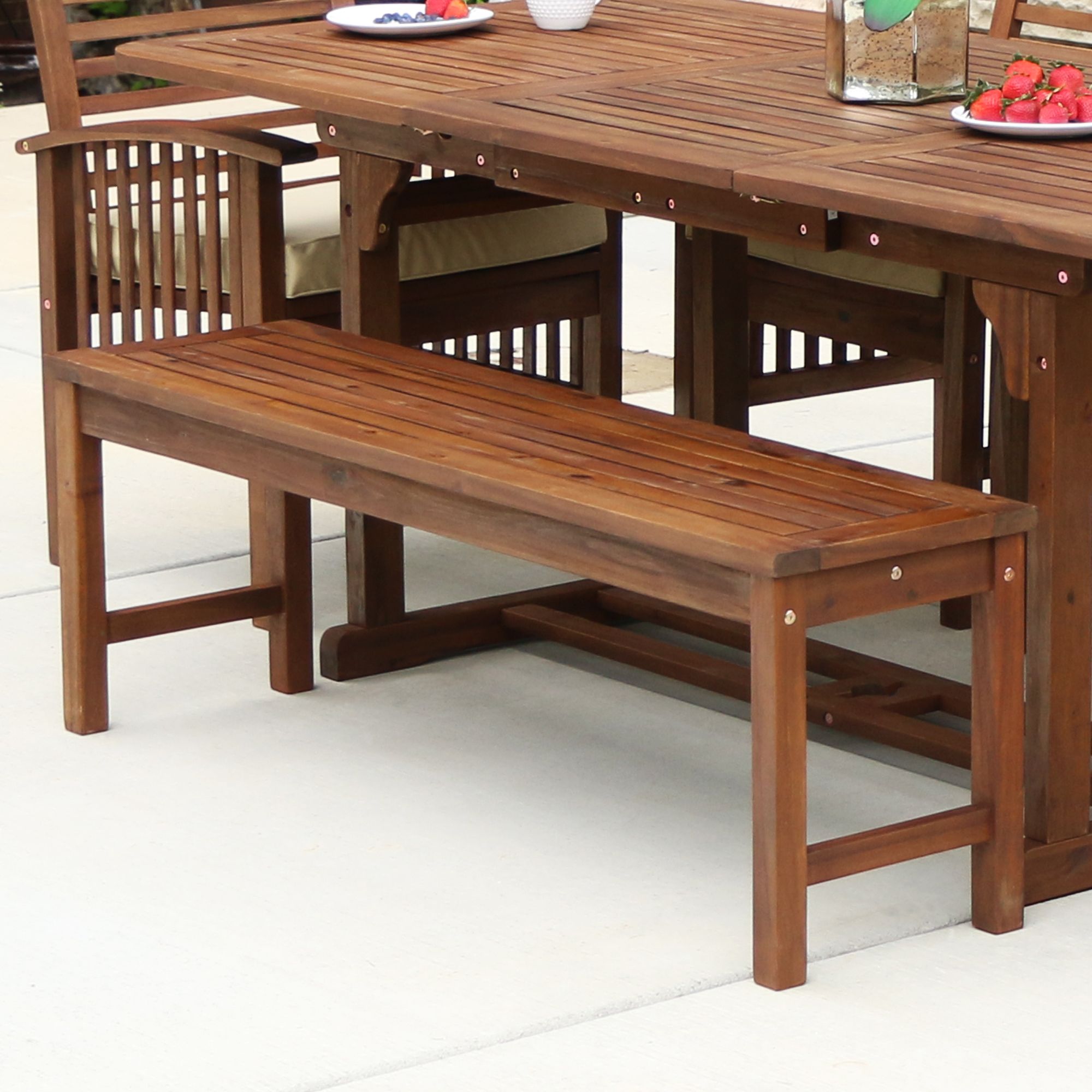 W. Trends Outdoor Hunter Acacia Wood Dining Bench - Dark Brown