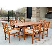 W. Trends Acacia X-Back 7-Pc. Patio Dining Set - Brown