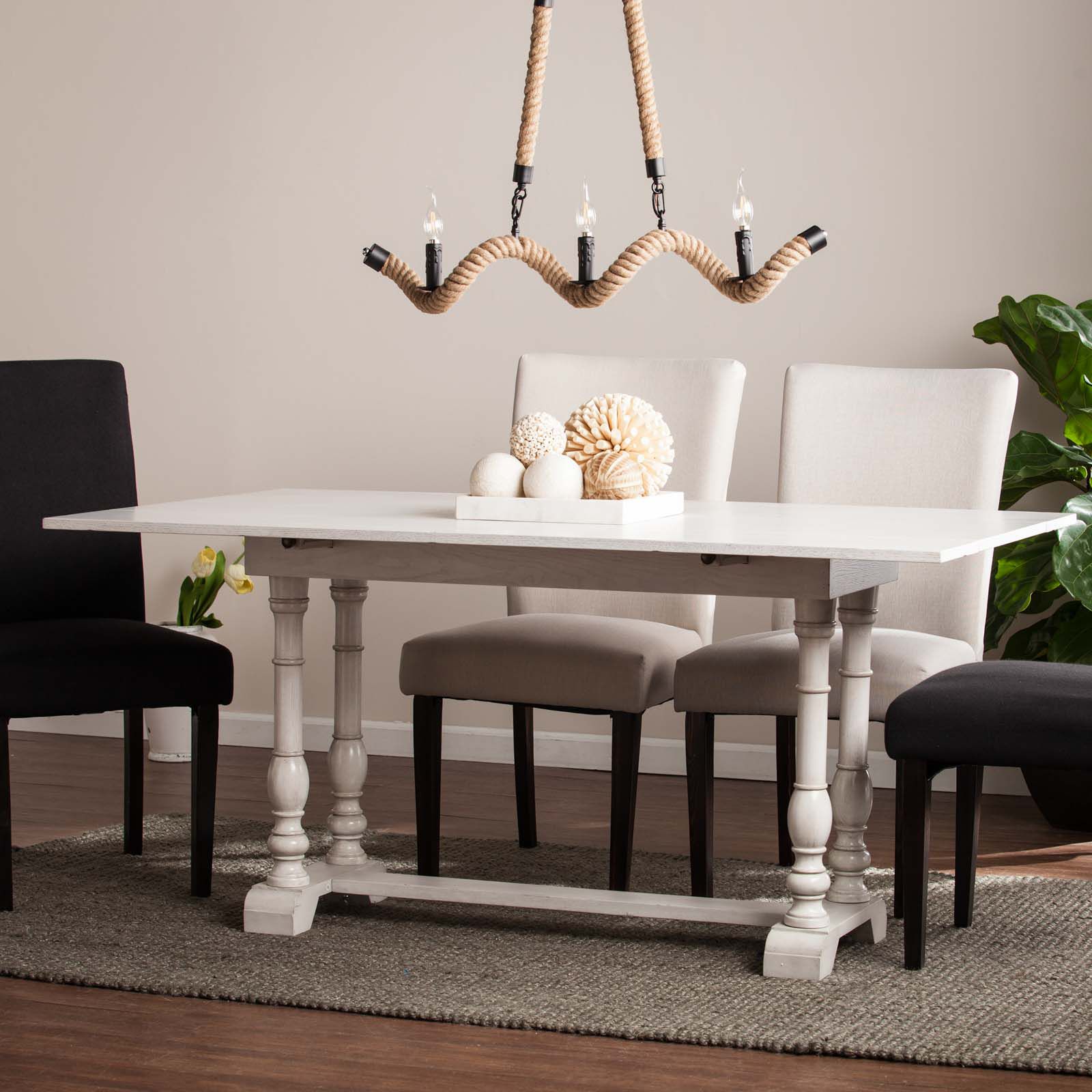 Sei Candace Folding Trestle Table Distressed White Bjs