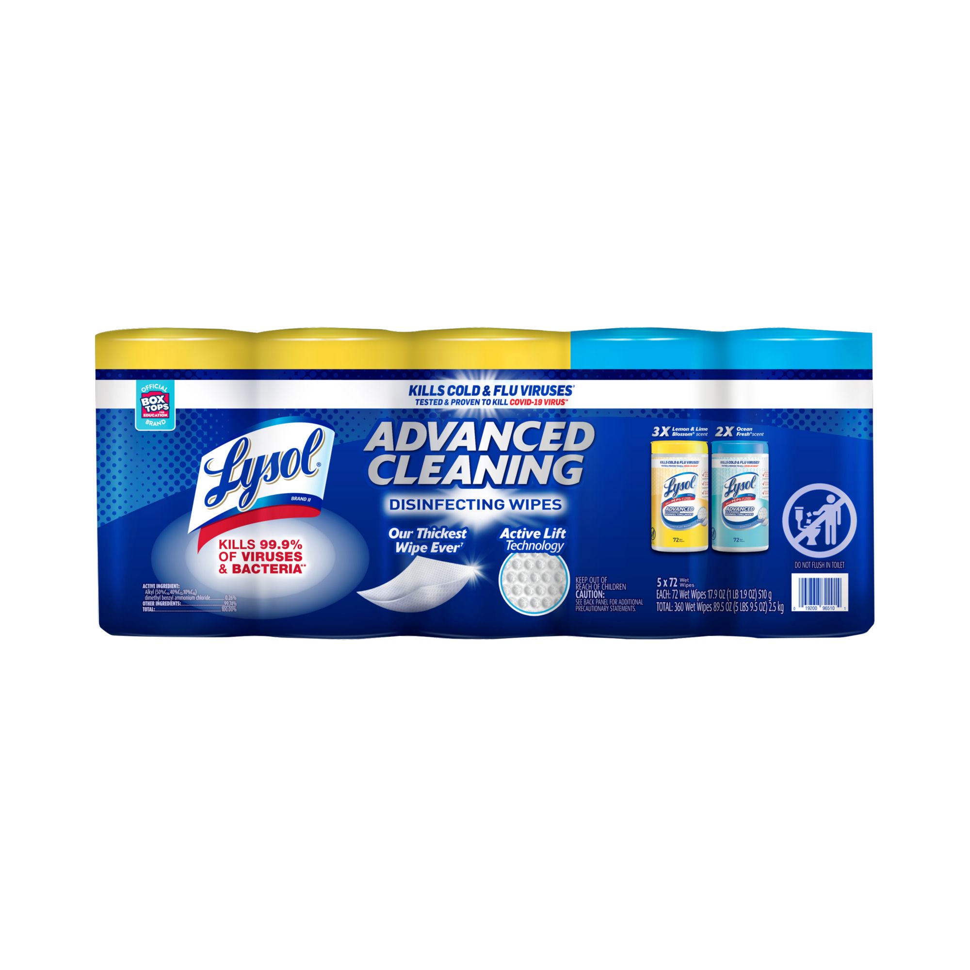 Lysol Advanced Cleaning Disinfecting Wipes Variety Pack 5 Pk 72