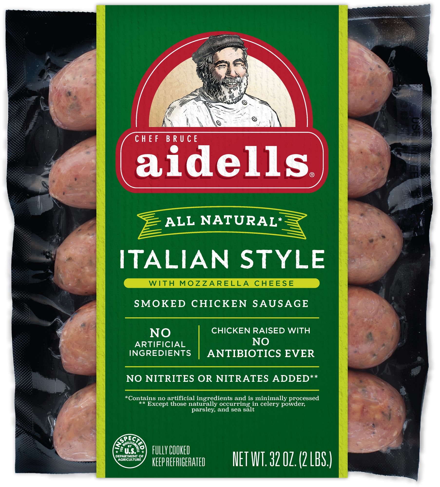 Aidells Italian Style Smoked Chicken Sausage with Mozzarella Cheese, 32 oz.