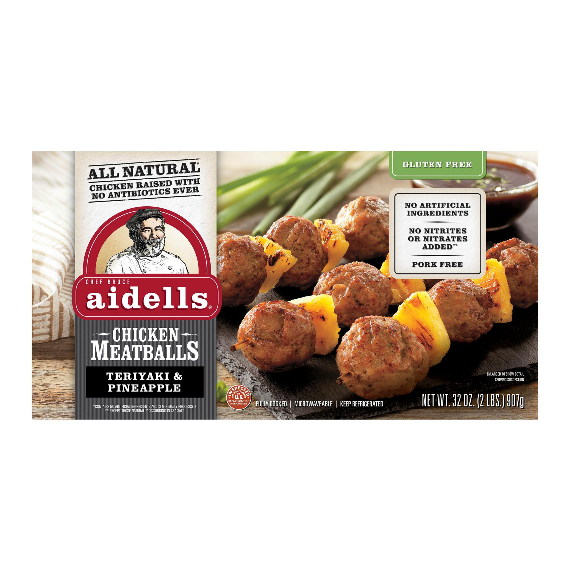 Aidells All Natural Teriyaki & Pineapple Chicken Meatballs, 32 oz.