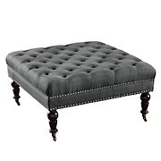 Ashlee Square Tufted Ottoman - Charcoal