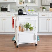 Linon Mitchell Kitchen Cart With Granite Top - White