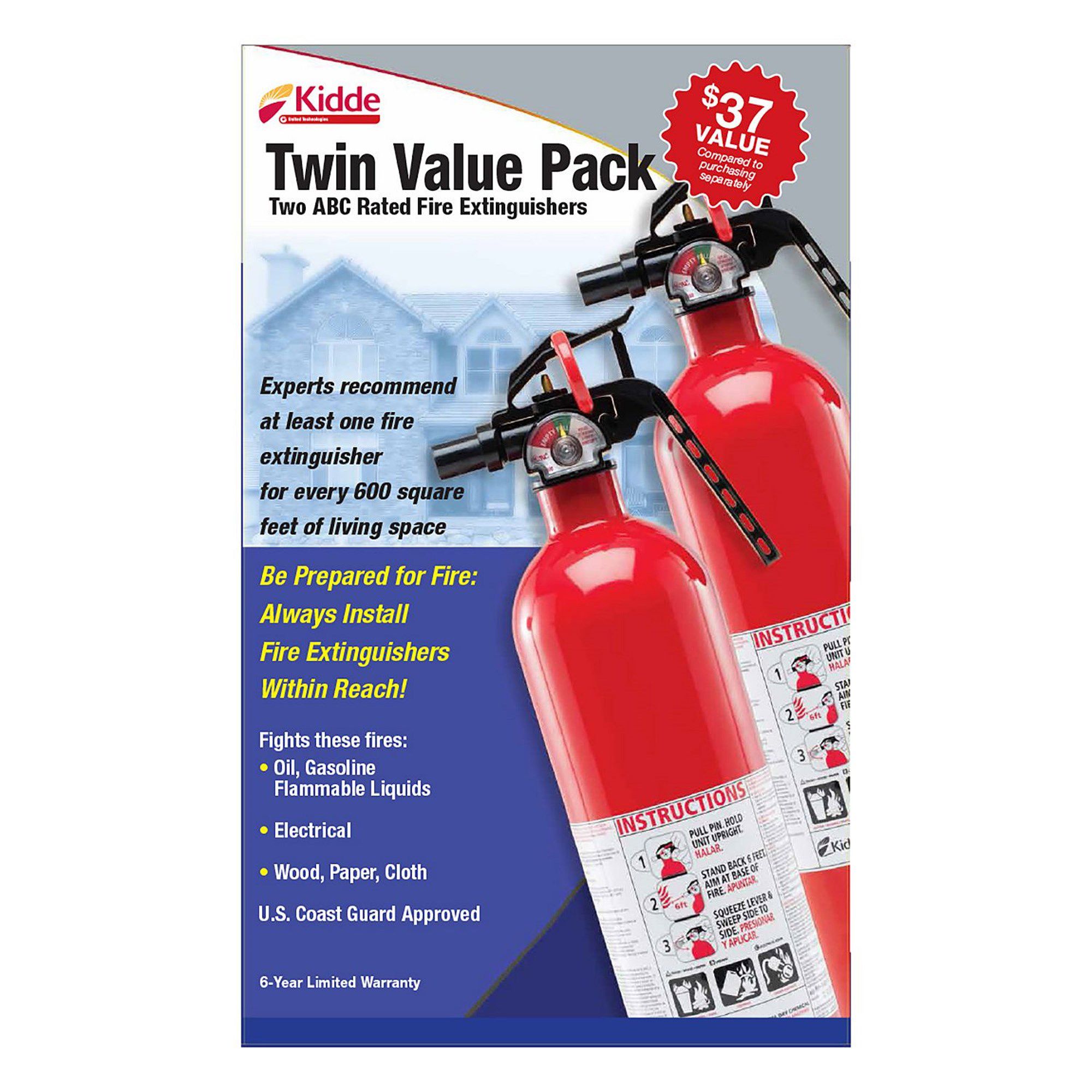 Kidde Multipurpose Fire Extinguishers, 2 pk. - Red