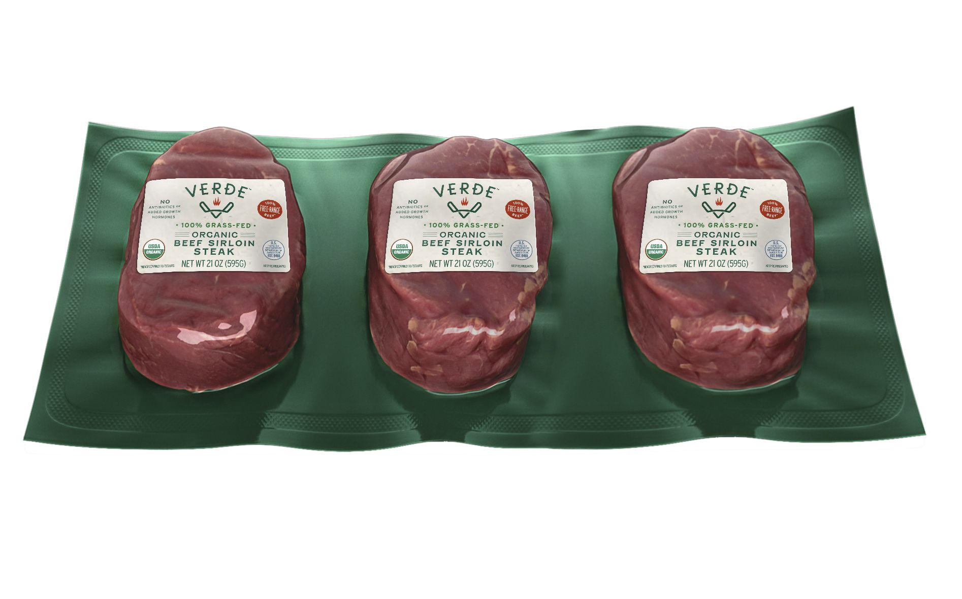 Verde Farms Organic Grass-Fed Beef Sirloin Steak,  3 pk./7 oz.
