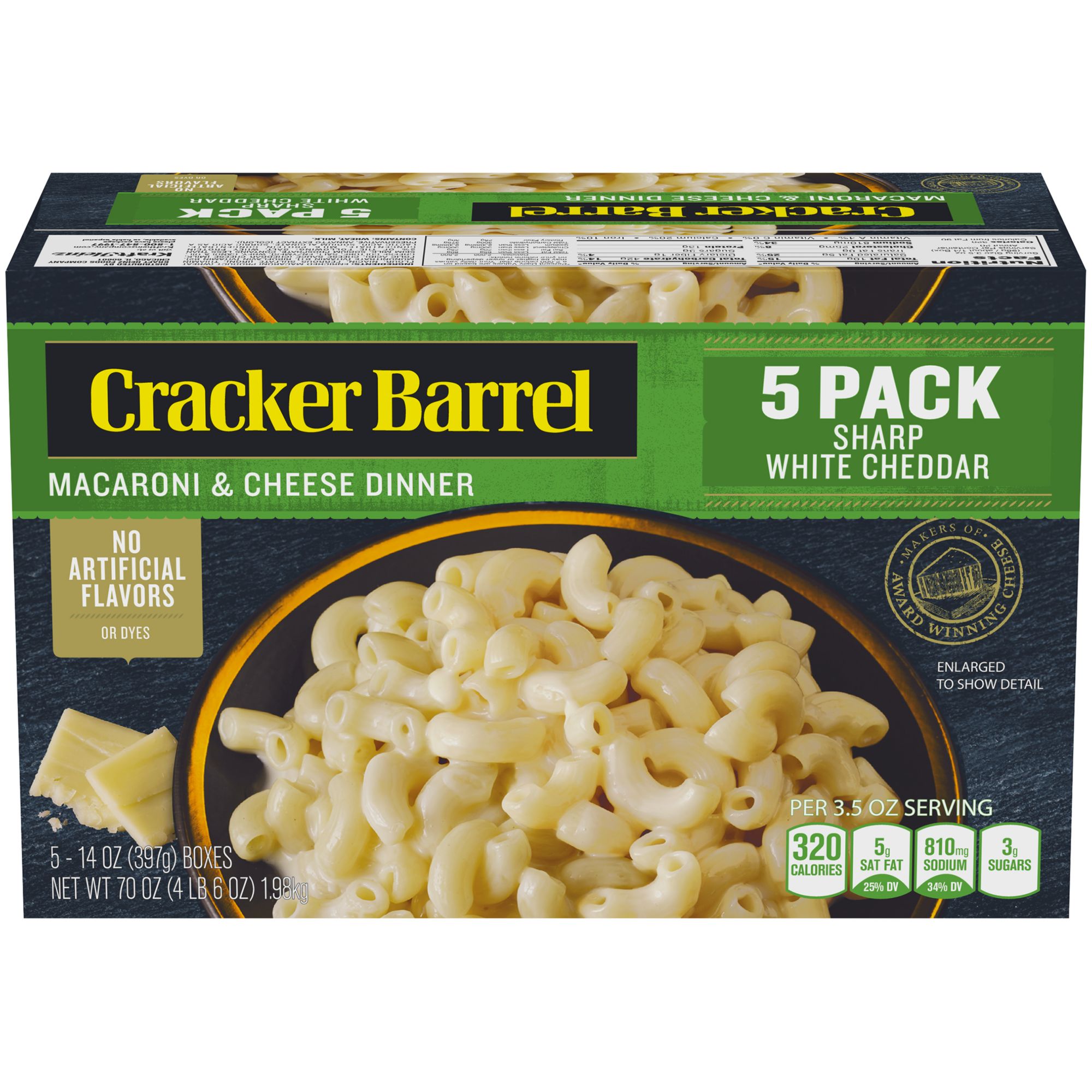 Cracker Barrel Sharp White Cheddar Macaroni Cheese Dinner 5 Pk14 Oz