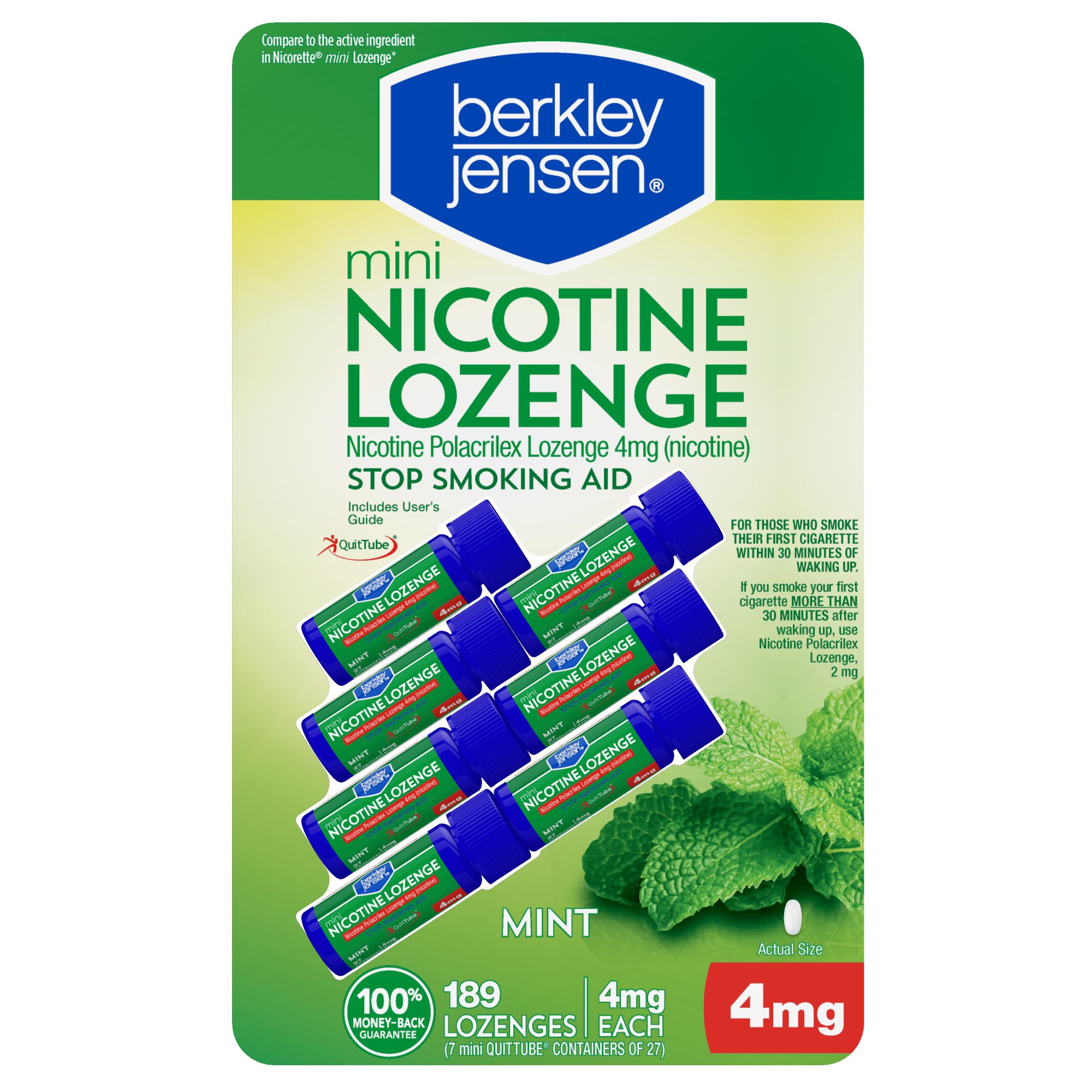 Berkley Jensen 4mg Mini Mint Nicotine Lozenge, 189 ct.