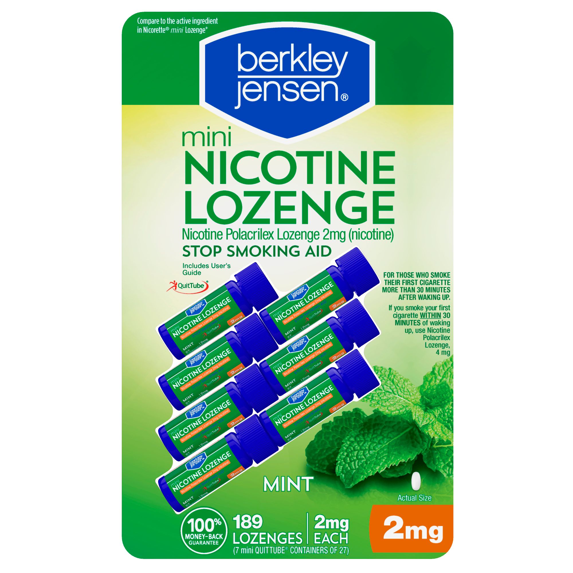 Berkley Jensen 2mg Mini Mint Nicotine Lozenge, 189 ct.