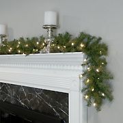 National Tree Company 9' x 10&quot; Pre-Lit LED Artificial Norwood Fir Garland - Soft White