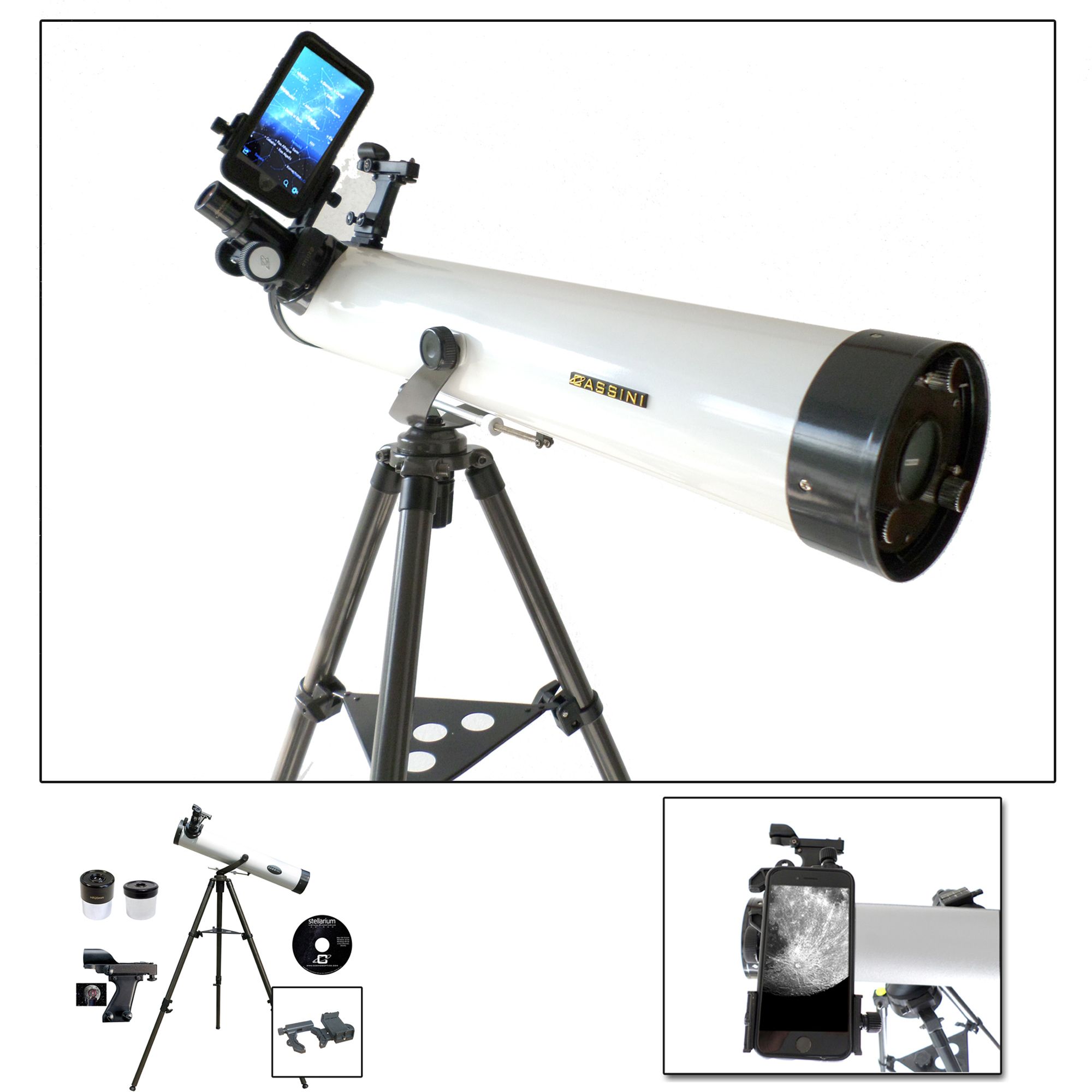 Cassini 800mm x 80mm Astronomical Telescope with Smartphone Adapter