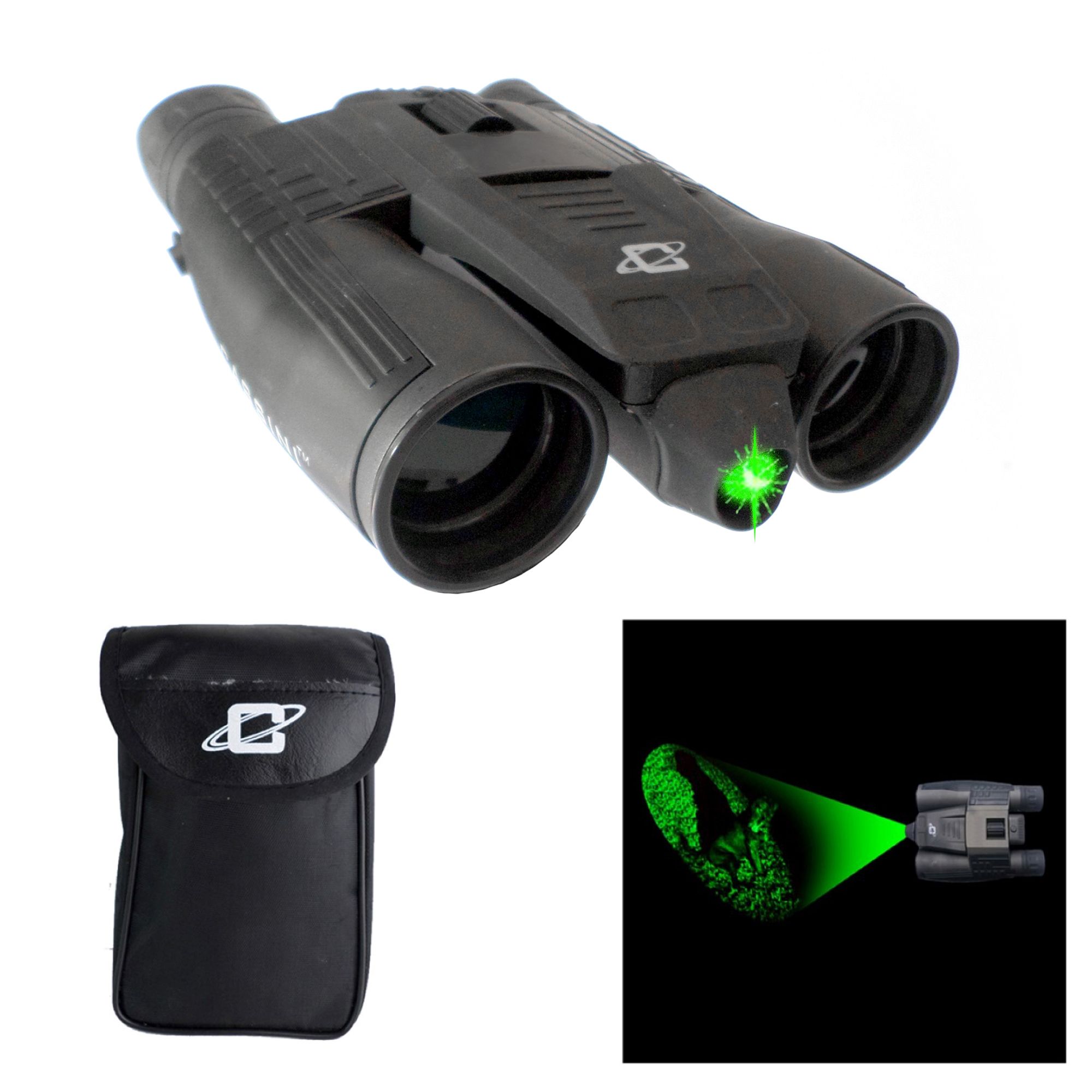 Cassini 10x 32mm Green Laser Day/Night Binoculars with Case