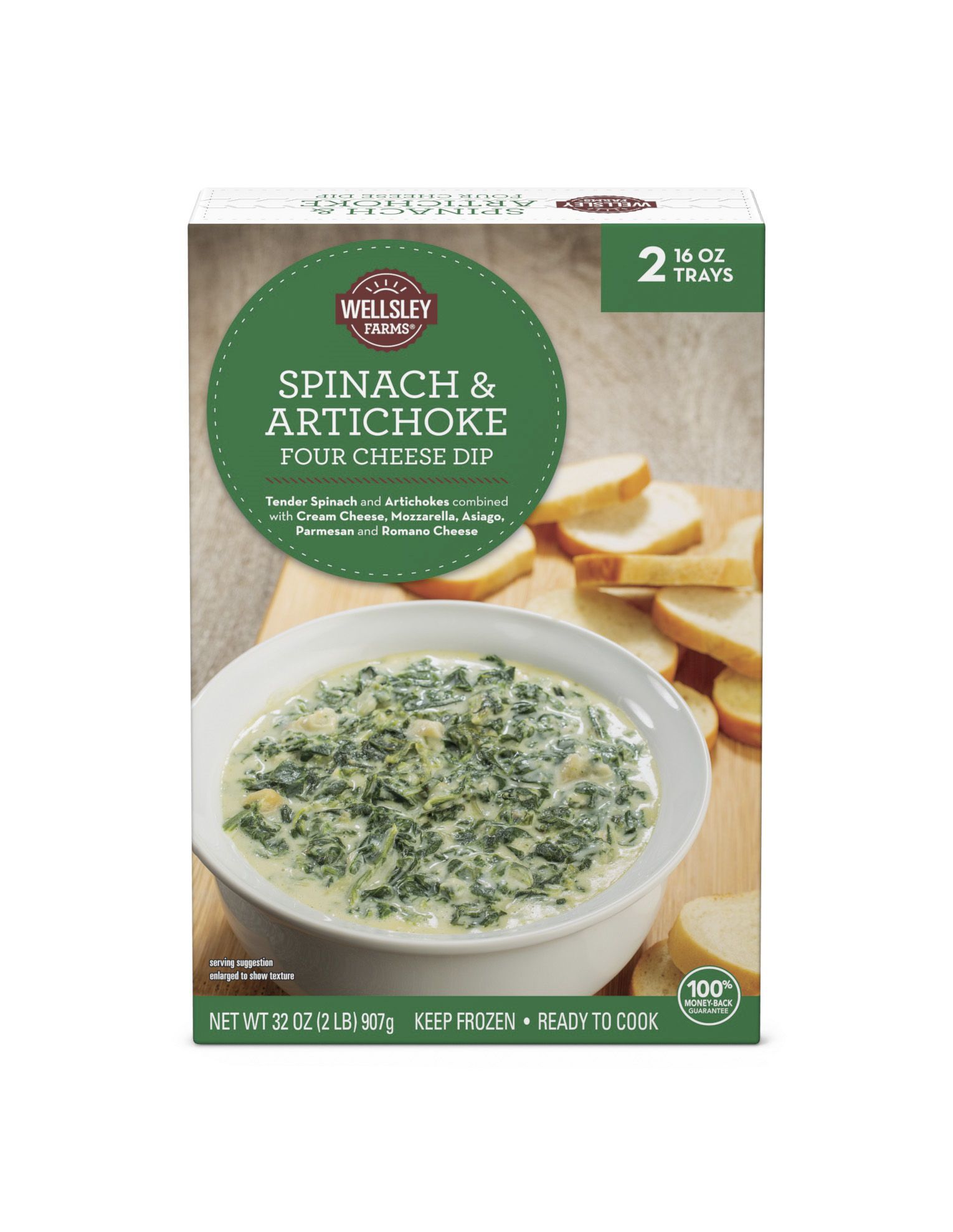 Wellsley Farms Spinach and Artichoke Four Cheese Dip, 2 pk./16 oz.