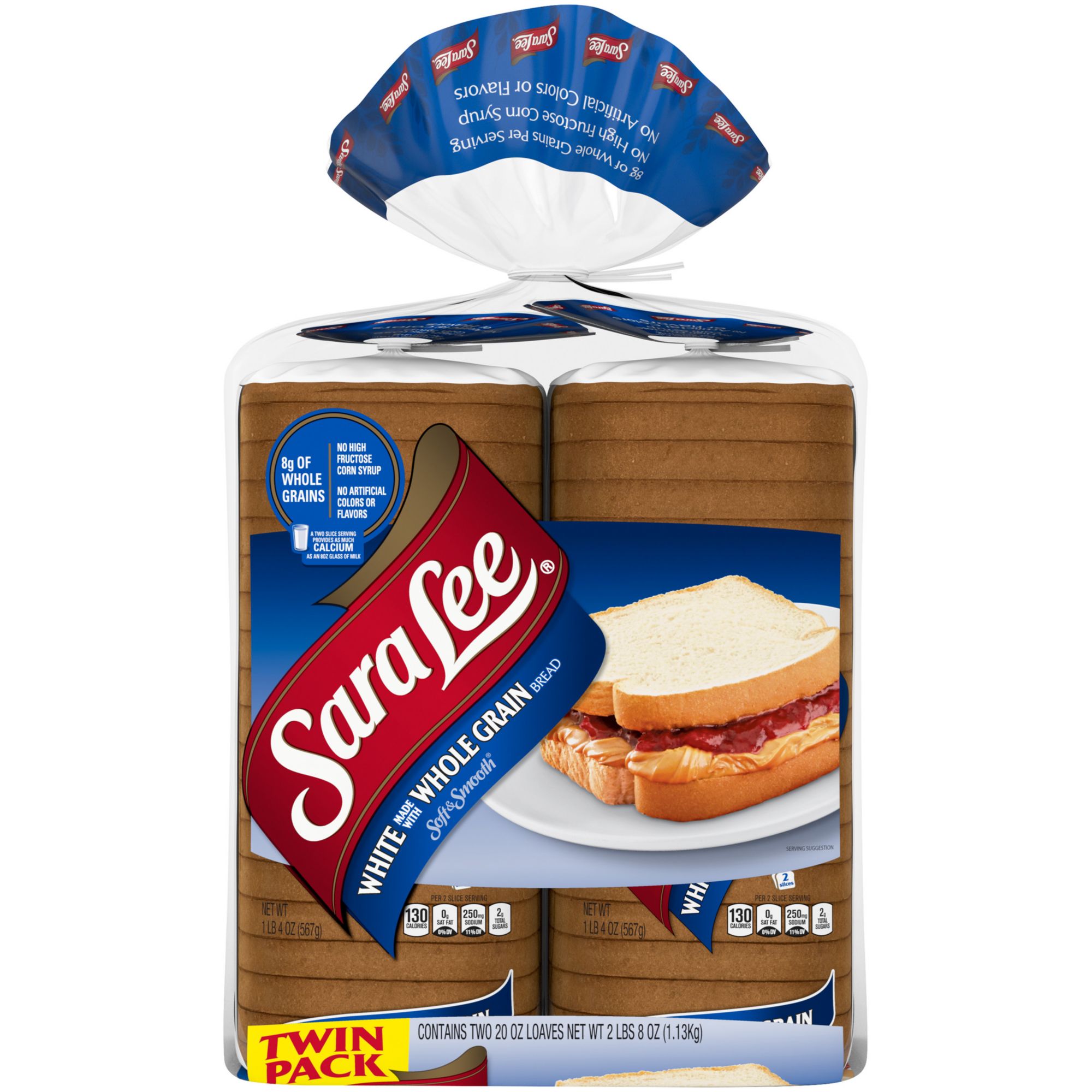 Sara Lee White made with Whole Grain Sandwich Bread, 20 oz - Pay Less Super  Markets