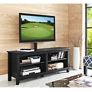 W. Trends 58&quot; Wood Media TV Stand Console with Mount for TVs Up to 60&quot; - Black