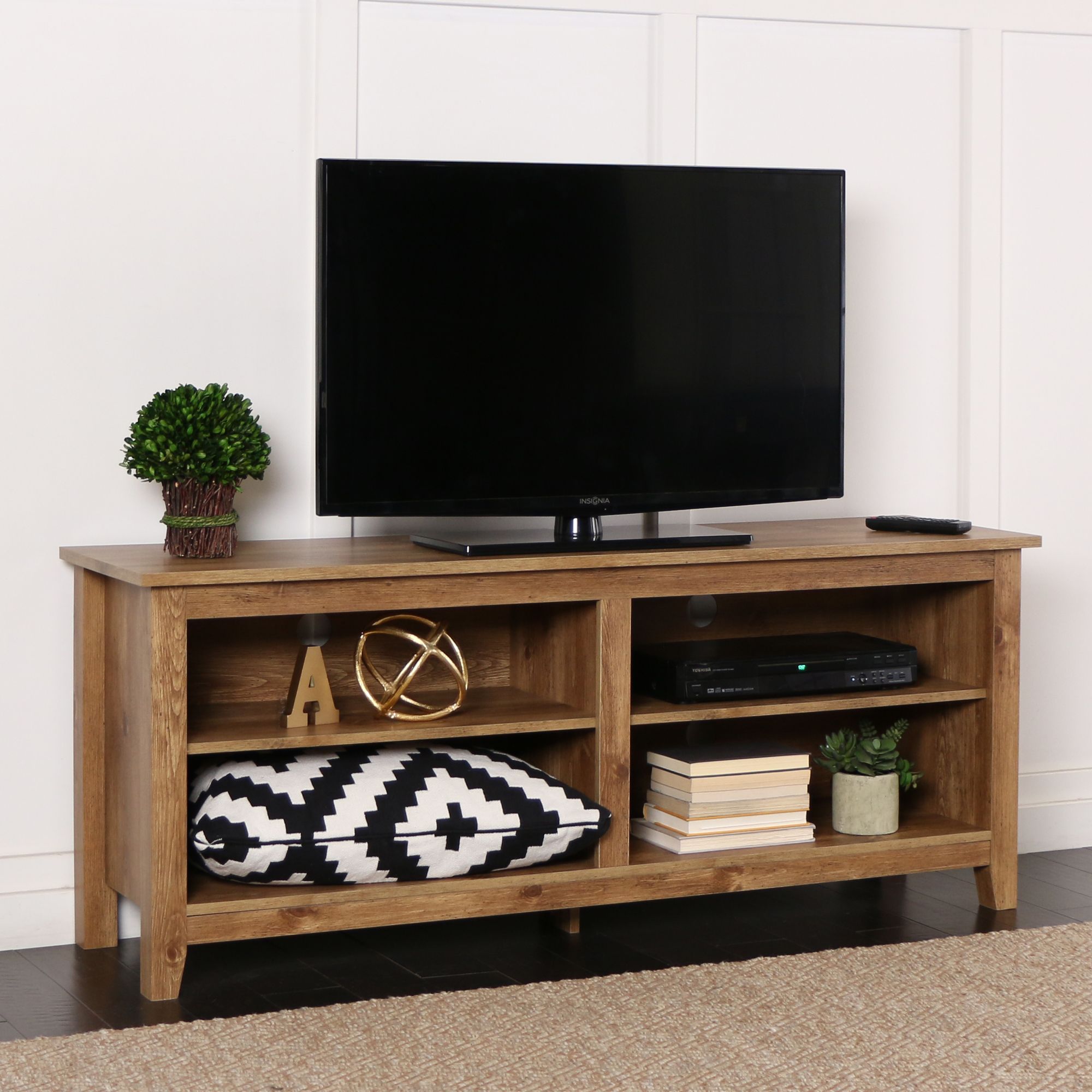 W. Trends 58&quot; Rustic Open TV Stand or TVs up to 65&quot; - Barnwood