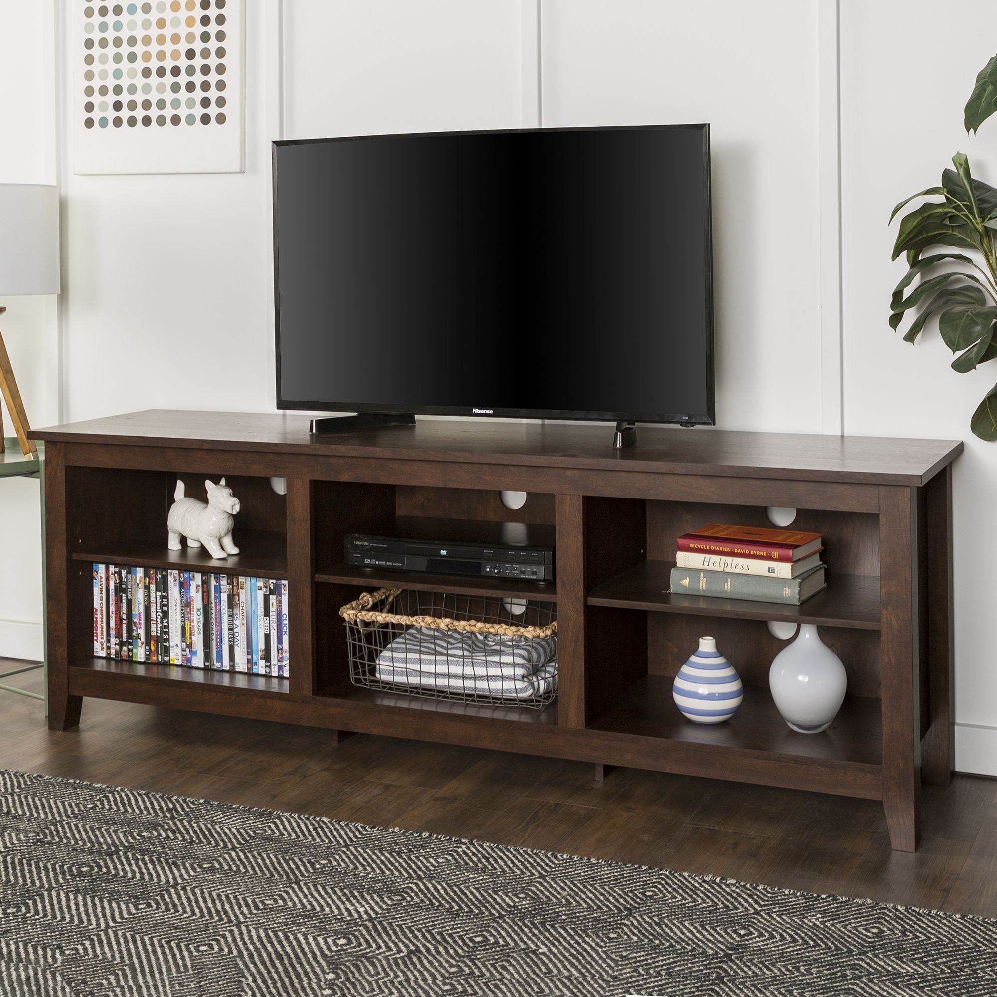 W. Trends 70&quot; Rustic Open Storage TV Stand or TVs up to 80&quot; - Brown