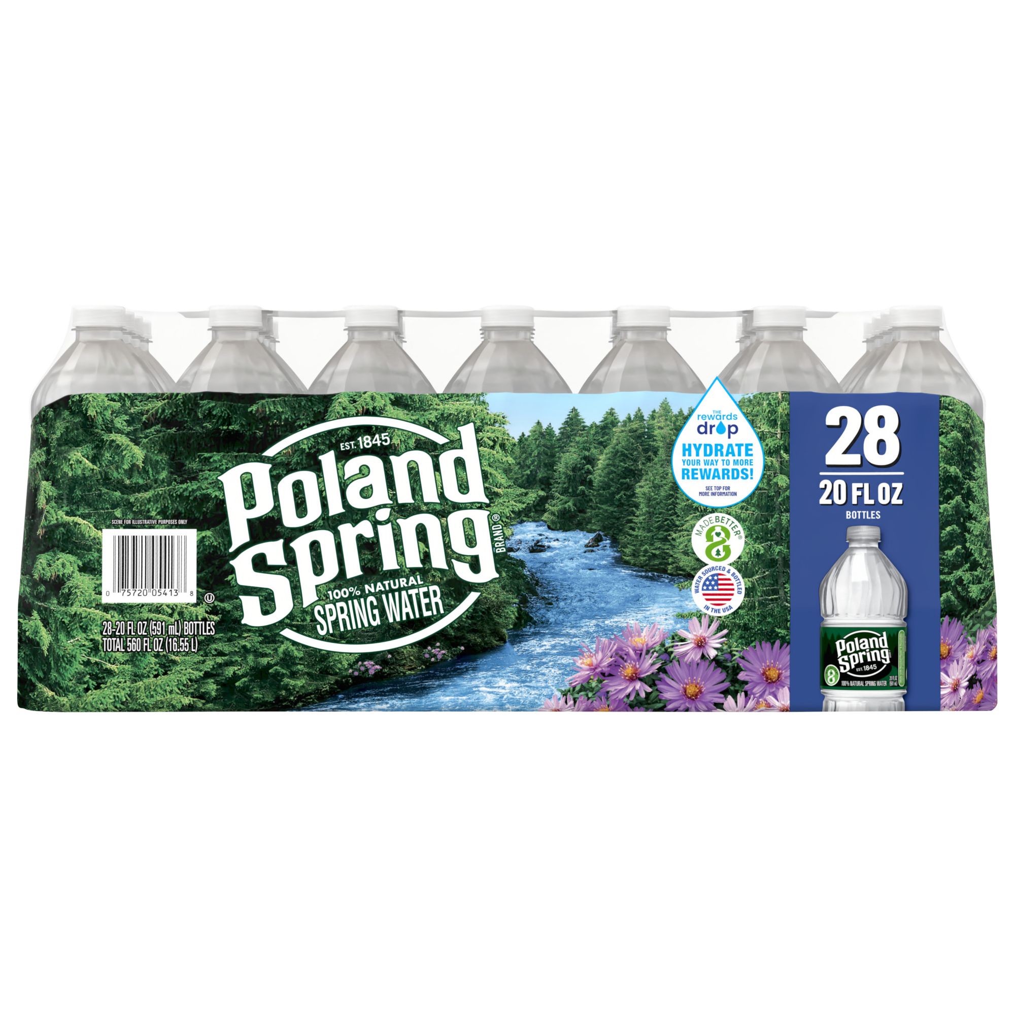 Poland Spring 100% Natural Spring Water, Deposit, 28 pk./20 oz.