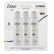 Dove Clear Finish Invisible Dry Spray Antiperspirant Deodorant, 3 pk./3.8 oz.