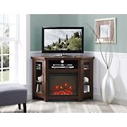 W. Trends 48&quot; Transitional Corner Fireplace TV Stand for Most TV's up to 55&quot; - Traditional Brown