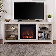 W. Trends 58&quot; Rustic Fireplace TV Stand for Most TV's up to 65&quot; - White