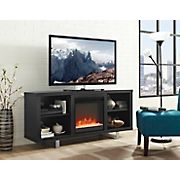 W. Trends 58&quot; Sleek Modern Fireplace TV Stand for Most TV's up to 65&quot; - Solid Black