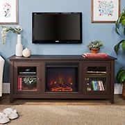 W. Trends 58&quot; Traditional Glass Door Fireplace TV Stand for Most TV's up to 65&quot; - Espresso