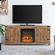 W. Trends 58&quot; Farmhouse Barn Door Fireplace TV Stand for Most TV's up to 65&quot; - Barnwood